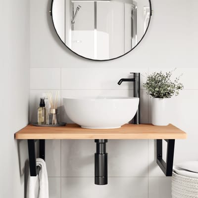vidaXL - Badkamer - wandschap - staal - en - massief - beukenhout