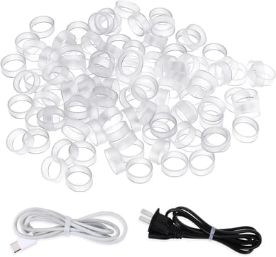Set van 200 Kleine Rubber Bands voor Datakabels - Silicone Kabelbinders, Herbruikbare en Antislip Rubber Ringen voor Trekkoorden, Transparant en Duurzaam