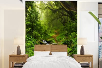 Behang - Fotobehang Natuur - Water - Jungle - Bos - Tropisch - Breedte 175 cm x hoogte 240 cm