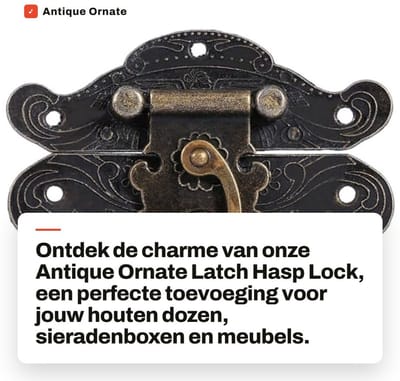 Dailygoods- Hasp Antiek Ontwerp - Vergrendelingsmechanisme - Zinklegering - Meerdere Maten - 1.8 x 1.4cm - Exquise Patroon - Slot
