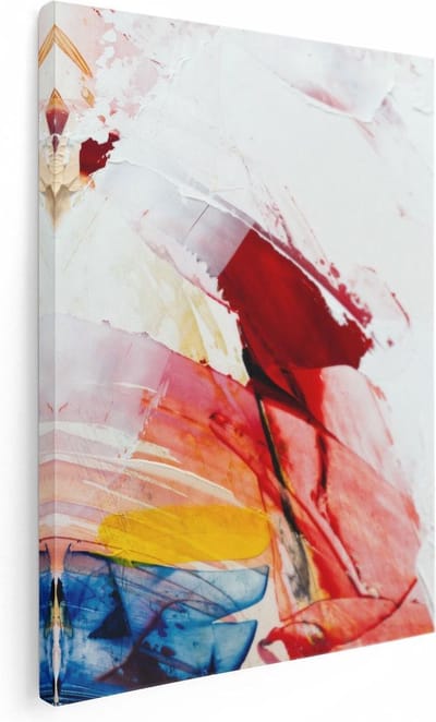Artaza Canvas Schilderij Abstracte Kunst - 30x40 cm - Klein - Muurdecoratie Woonkamer - Wanddecoratie Rood - Kamer Accessoires