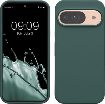 kwmobile hoesje geschikt voor Google Pixel 9 / Pixel 9 Pro case - Siliconen telefoonhoesje - Telefoon beschermhoes - Smartphone cover in blauwgroen
