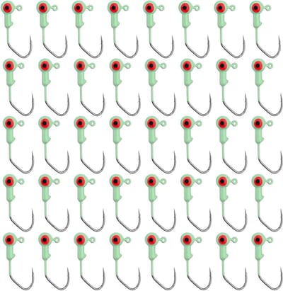 Dailygoods- Jig Heads 40st - Glow in the Dark - Crappie Loodkoppen - 3D-Ogen - Lichtgewicht - Roestvrij Staal - Ideale Visaccessoires - Vishaken
