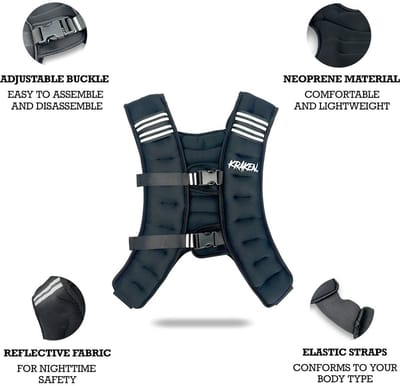KRAKEN Gewichtsvest 10 KG | Running Weight Vest | voor mannen en vrouwen, Lichaamsgewicht Vest met reflecterende streep Verstelbare riem, Sport lichaam Vest voor krachttraining, Hardlopen, Fitness, Spieropbouw, Gewichtsverlies