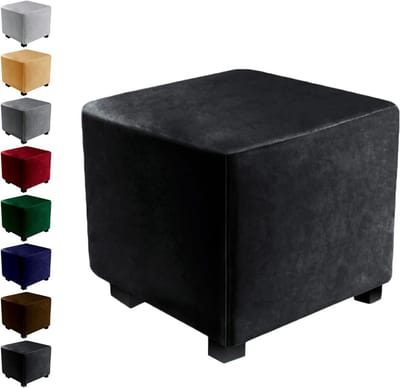 Voetenbankhoezen - Poefhoezen - Meubels beschermen - Elastisch fluweel - 30x30 cm - Bruin