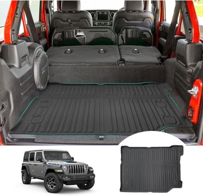 Jeep Wrangler JL 4XE Plug-in Hybrid 2021-2024 Kofferbakmat, Opvouwbaar, 4x TPE All-Weather, Hoog Rand, Multifunctioneel en Duurzaam