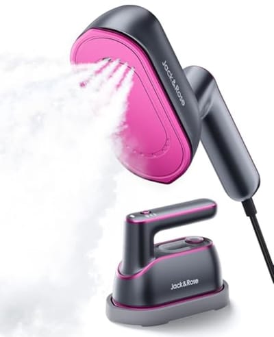 Kledingstomer 1200W – 2-in-1 Reisstrijkijzer – 8 Sec Opwarmtijd – 180° Draaibaar – 160 ml – Roze