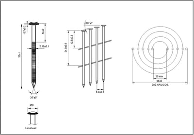 Coilspijkers - Ringnagels - Houtverbinding - Roestvrij staal - 21 x 32 mm