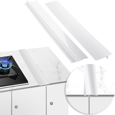 Keukensiliconen Tussenruimte Covers, 2 Pack Werkblad Randstrip, 21 Inch Lange Kloofvuller, Eenvoudig Schoon te Maken, Hittebestendig en Breed, Voorkomt Vlekken Tussen Aanrecht, Fornuis, Oven en Droger (Wit)