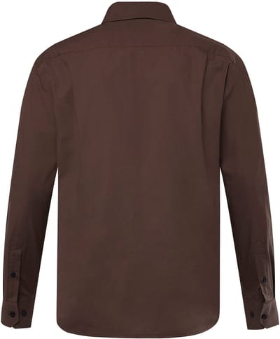 Men Plus - Heren - Overhemd lange mouwen kentkraag print comfortabele pasvorm - Bruingrijs - Maat L