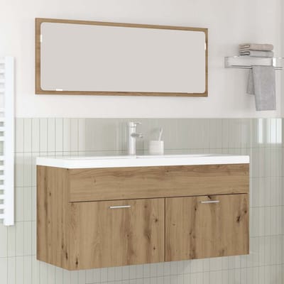 vidaXL - Badkamerkast - Artisan - Eiken - 100 - x - 38,5 - x - 46 - cm - Bewerkt - hout