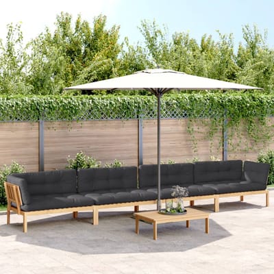 vidaXL - 5-delige - Loungeset - pallet - met - kussens - massief - acaciahout