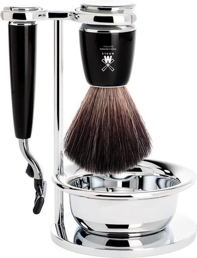 MÜHLE -Scheerset 4-delig -Black Fibre -Mach3 -Handvatten kunsthars -Zwart -Rytmo
