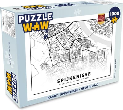Puzzel Kaart - Spijkenisse - Nederland - Legpuzzel - Puzzel 1000 stukjes volwassenen
