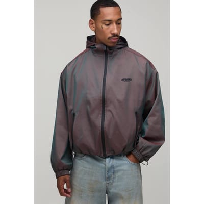 Verkort Getailleerde Tweekleurige Cagoule Met Capuchon | Size XS