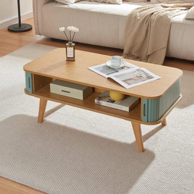 Salontafel Tysvær 100x50x40 cm naturel en blauw [en.casa]
