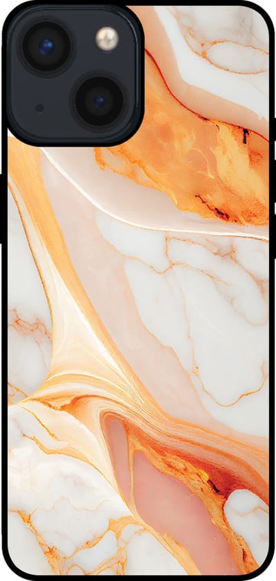 Smartphonica Telefoonhoesje voor iPhone 13 Mini met marmer opdruk - TPU backcover case marble design - Oranje geschikt voor iPhone 13 Mini