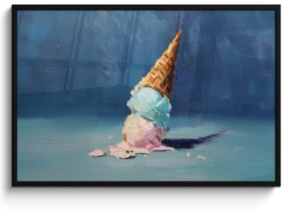 Poster in lijst - Fotolijst 120x80 cm - Posters - Ijshoorn - Bolletjes - Smelt - Roze - Posterlijst zwart - Decoratie - Wanddecoratie woonkamer - Muurdecoratie slaapkamer