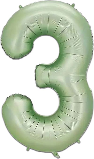 LUQ - Cijfer Ballonnen - Cijfer Ballon 3 Jaar Mint Groen XL Groot - Helium Verjaardag Versiering Feestversiering Folieballon