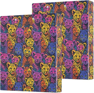 Binders met klembord - Ringmappen - Documenten organiseren - Waterdichte hoes - 2 stuks - Happy Rainbow Cheetah Cubs