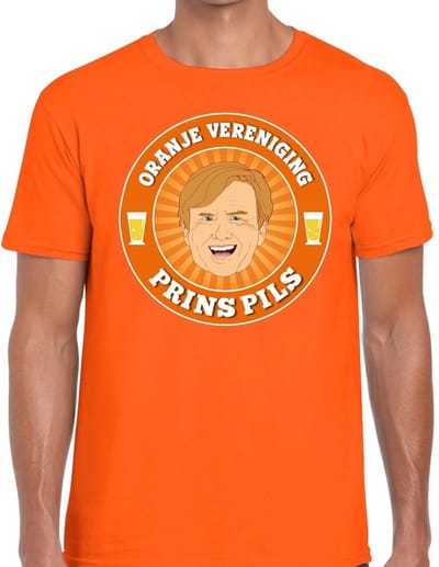 Oranje vereniging Prins Pils t-shirt oranje heren - Koningsdag kleding S
