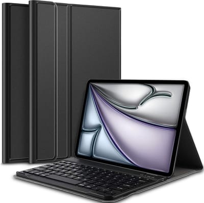 Hoes met toetsenbord geschikt voor iPad Air 11 inch 2024 - Keyboard Book Case Cover Hoesje Zwart