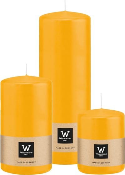 Wiedemann Cilinderkaarsen/stompkaarsen - set van 3 - geel - 6x8/7x13/7x20 cm