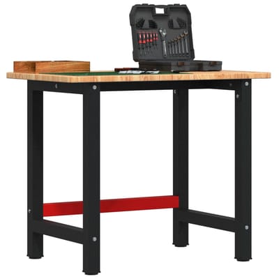 vidaXL - Werkbank - rechthoek - 100x60x81,5 - cm - massief - eikenhout - lichtbruin