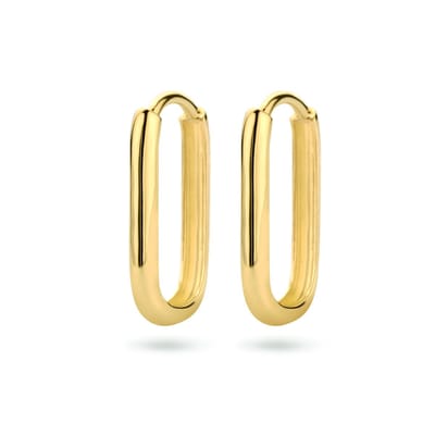 9K geelgoud kleurig klapoorringen paperclip 16 mm - 8000162
