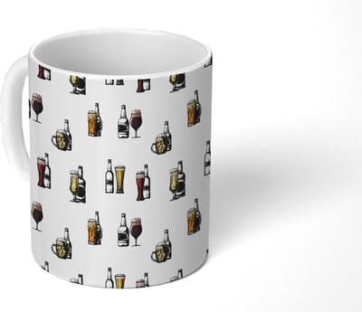 Mok - Koffiemok - Bier - Glas - Patroon - Mokken - 350 ML - Beker - Koffiemokken - Theemok