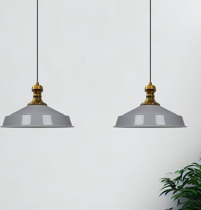 Bamyum AsletlKnob Hanglamp Eettafel Lamp 2 Vlam Grijs Ø40 cm Vintage Eettafel Lamp, Lampenkap Hanglamp