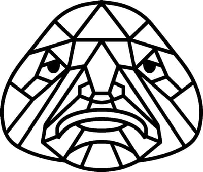 Blobvis line-art wanddecoratie – dierenkop wandbord – klein 25×21,3 cm – populierenhout zwart