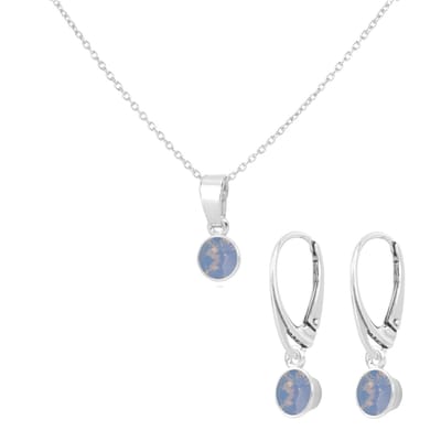 ARLIZI 2474 Sieradenset blauw opaal Swarovski kristal hanger - sterling zilver