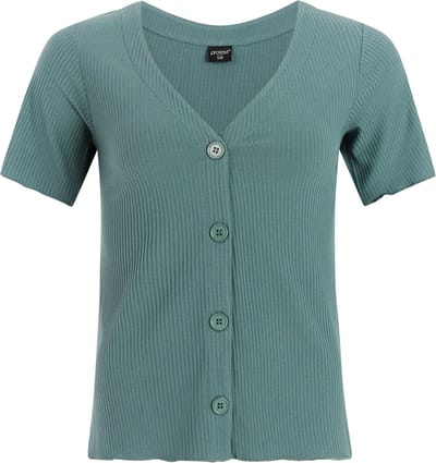 Protest PRTOval - T-shirt Dames - Korte mouwen - V hals - Knoopsluiting - Crème