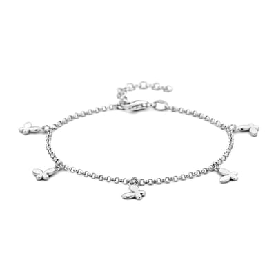 YO&NO Armband Vlinder - Dames - 17 + 3 cm - Sieraden Vrouw - Gerhodineerd - Zilver 925