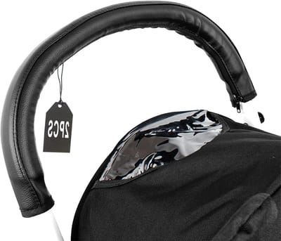 Universele Stroller Handgreep Beschermers - 2 Stuks Leren Handgreep Covers met Rits voor Kinderwagens - Zwart, Geschikt voor de meeste kinderwagens, Duurzaam en Stijlvol
