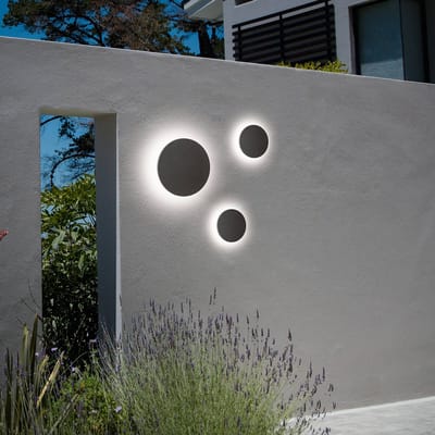 IDEAL LUX LED buiten wandlamp Punto, antraciet, Ø 30 cm