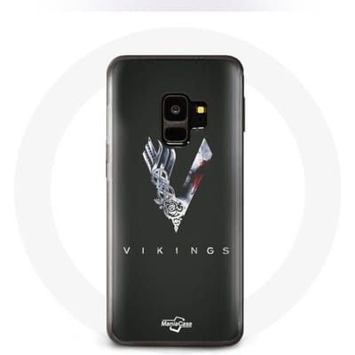 Coque - Vikings - Samsung Galaxy S9 - Rigide - Logo V - Épée Gris Noir gris