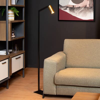 Lucide Vloerlamp Sybil draai- en zwenkbaar zwart/goud
