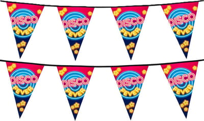 Boland Vlaggenlijn slinger met Disco Fever print - 2x - 600 cm - polyester - Seventies/eighties feest thema
