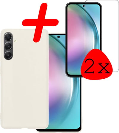 Hoesje Met 2x Screenprotector - Geschikt voor Samsung Galaxy A54 - Sterk & Shockproof - Back Cover - Siliconen Case - Telefoon Hoes - Wit