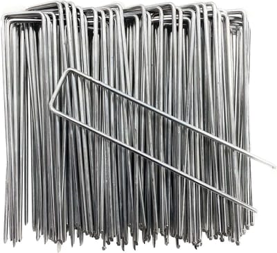 Landschapsnietjes 6 Inch - Tuin U-Haken - Gazon Beveiligen - Roestvrij Gegalvaniseerd Staal - 100 Stuks Pakket