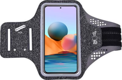 Hoesje Geschikt voor Xiaomi Redmi Note 10S hardloop telefoonhouder – armband - sportband - van stof - Zwart