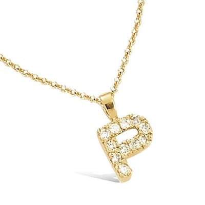 CHIVAL - Ketting Verguld Goud " Letter P" – Initiaal, Voornaam, Luxe, Hypoallergeen, Perfect Cadeau voor Haar, Zirkonia, Elegant, Geschenkverpakking, Moederdag