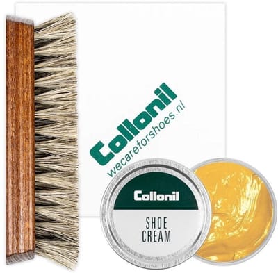 Collonil schoenpoets | Schoenpoets set | Shoe cream | Borstel | Poetsdoek | Kleur: Geel