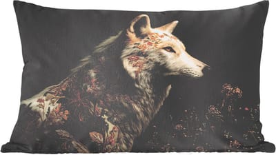 Sierkussens - Kussentjes Woonkamer - 60x40 cm - Wolf - Bloemen - Natuur