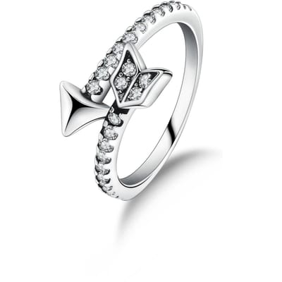 Bague Élégante Flèche Enroulée Plaqué Cuivre Multi-Pierres Brillantes Bijoux Fins Pour Femmes Et Adolescentes 7 white