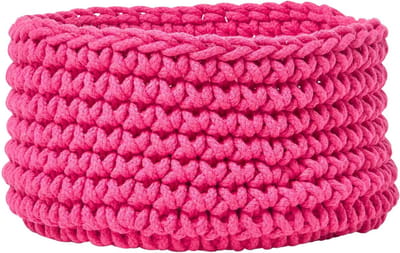 Homescapes Gebreide opbergmand, 100% katoen pink - 37 x 21 cm