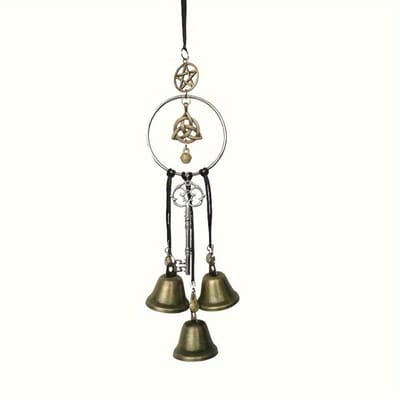 Tuindeur Handgemaakte Hangende Heksenbel Retro Creatieve Windgong Krans Nieuwigheid Vintage Gebedsbel Huis gray