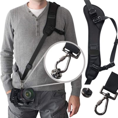 BukkitBow - Universele Camerariem voor Spiegelreflexcamera - Nylon Schouder Draagriem - Schouder- en Nekstrap - Zwart